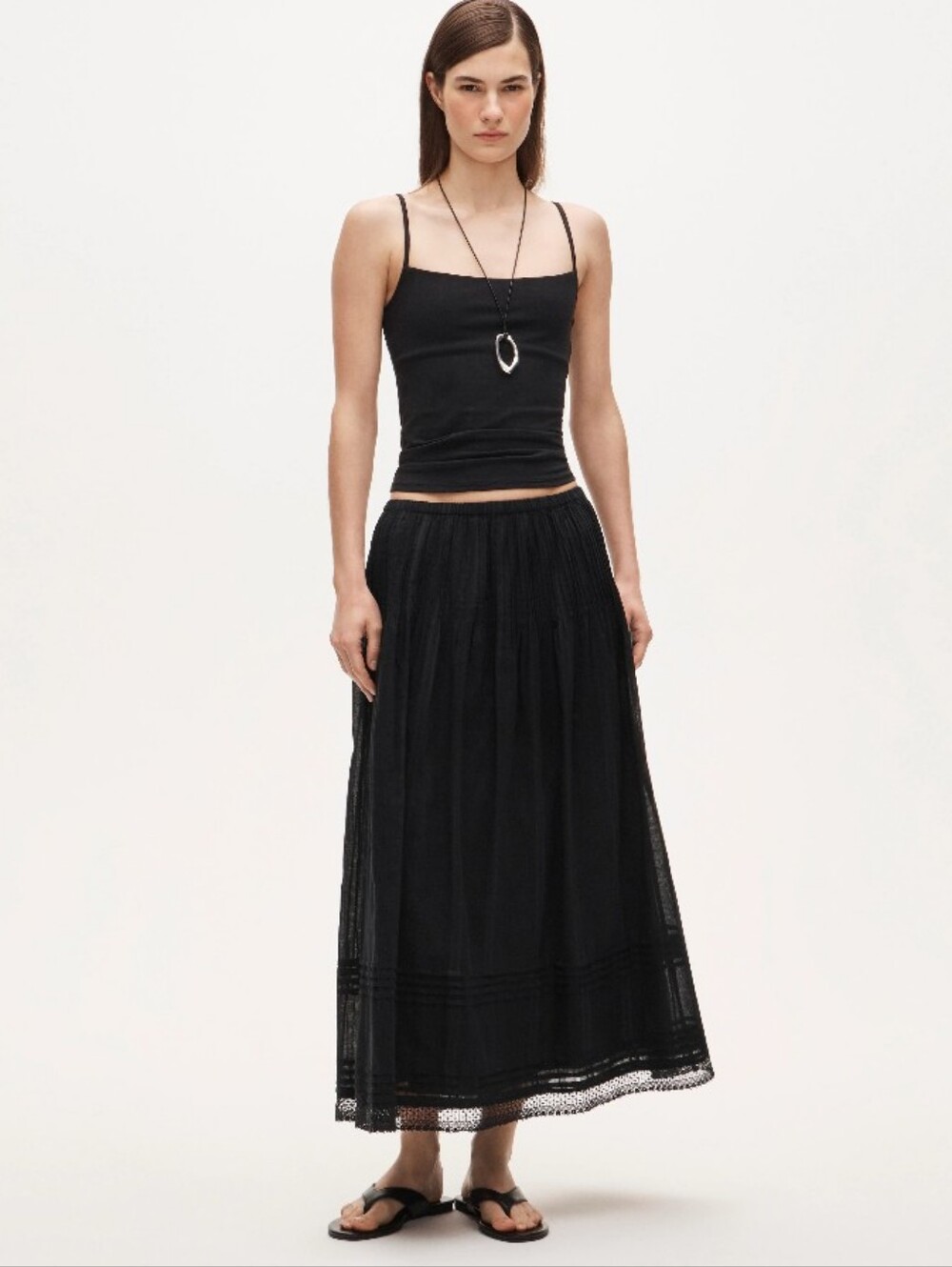 J Crew Midi skirt in embroidered dobby CS882 Size L Black